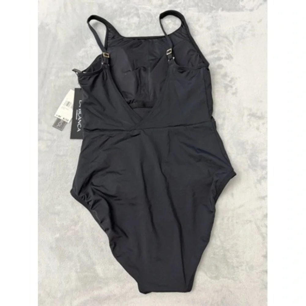 NEW La Blanca Island Goddess Scoop Neck One-Piece Swimsuit Tummy Control 8 $133